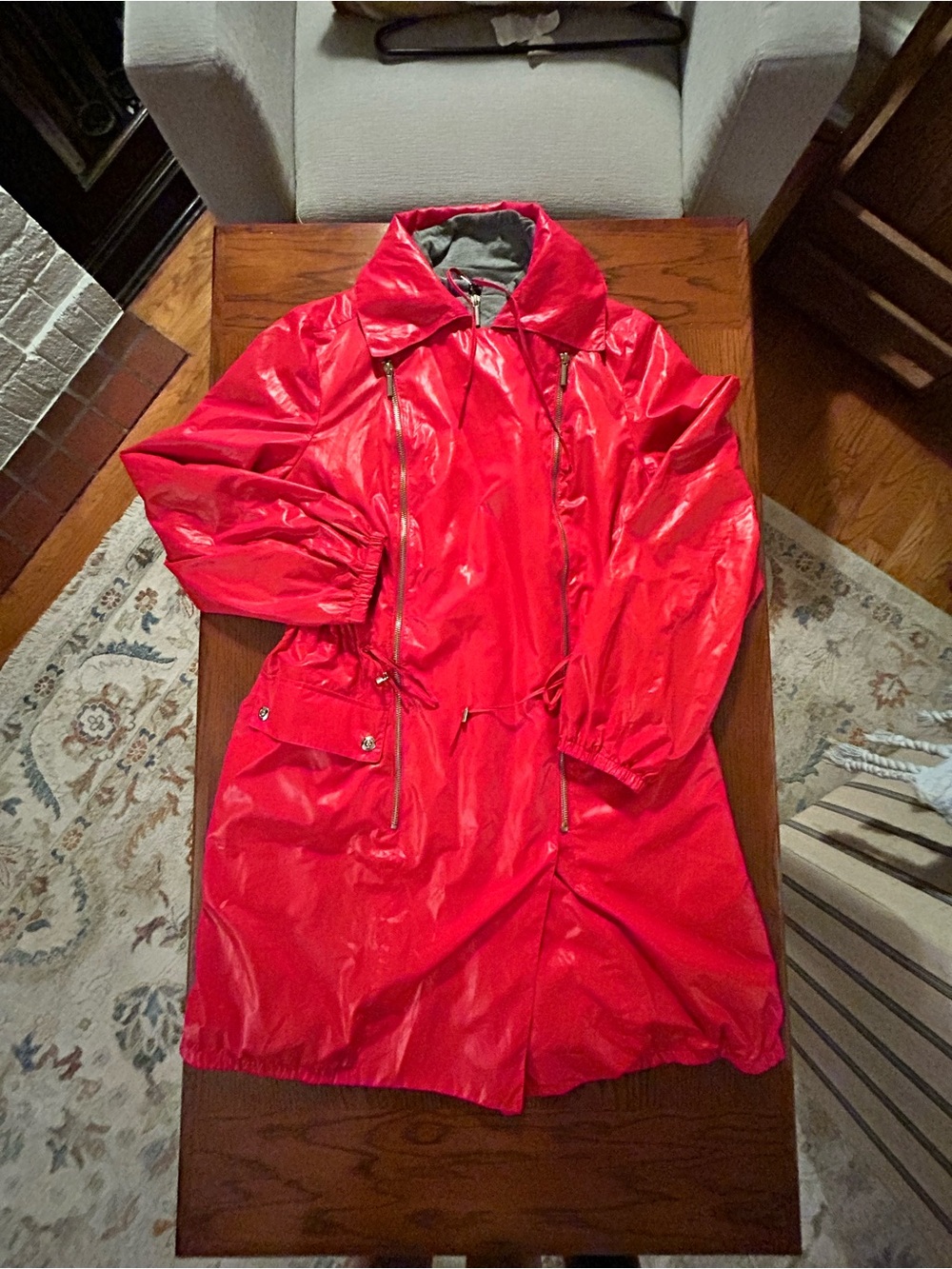 Nine West Cherry Red Water Proof Tranchcoat, Lightweight,  Women Size M